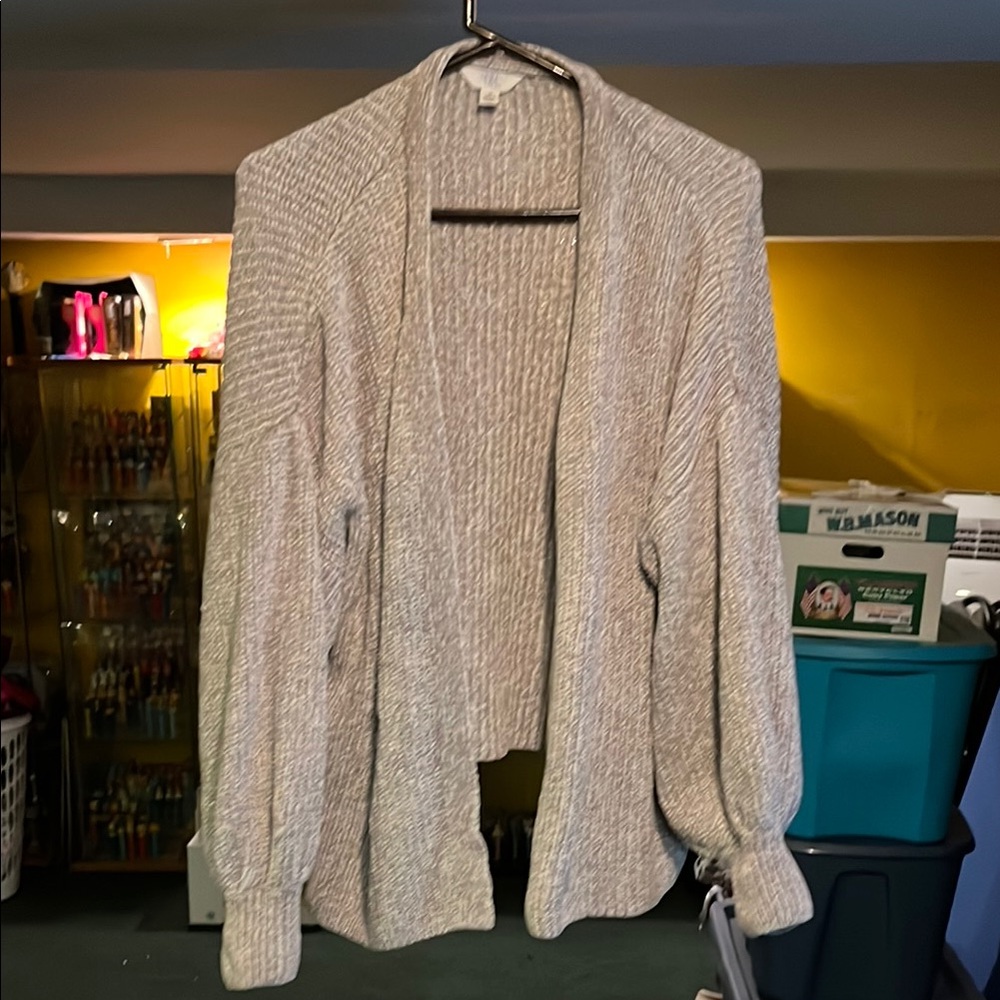 Time and Tru Gray Cardigan Sweater with Shawl Collar